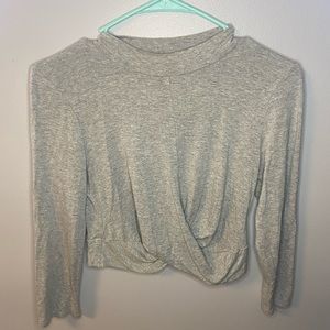 High neck long sleeve crop top